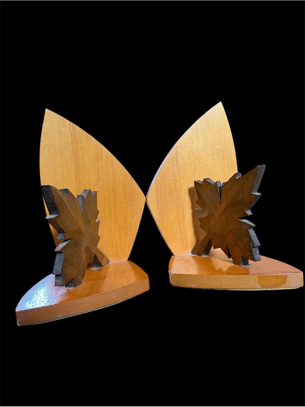 Vintage MCM maple leaf bookends
